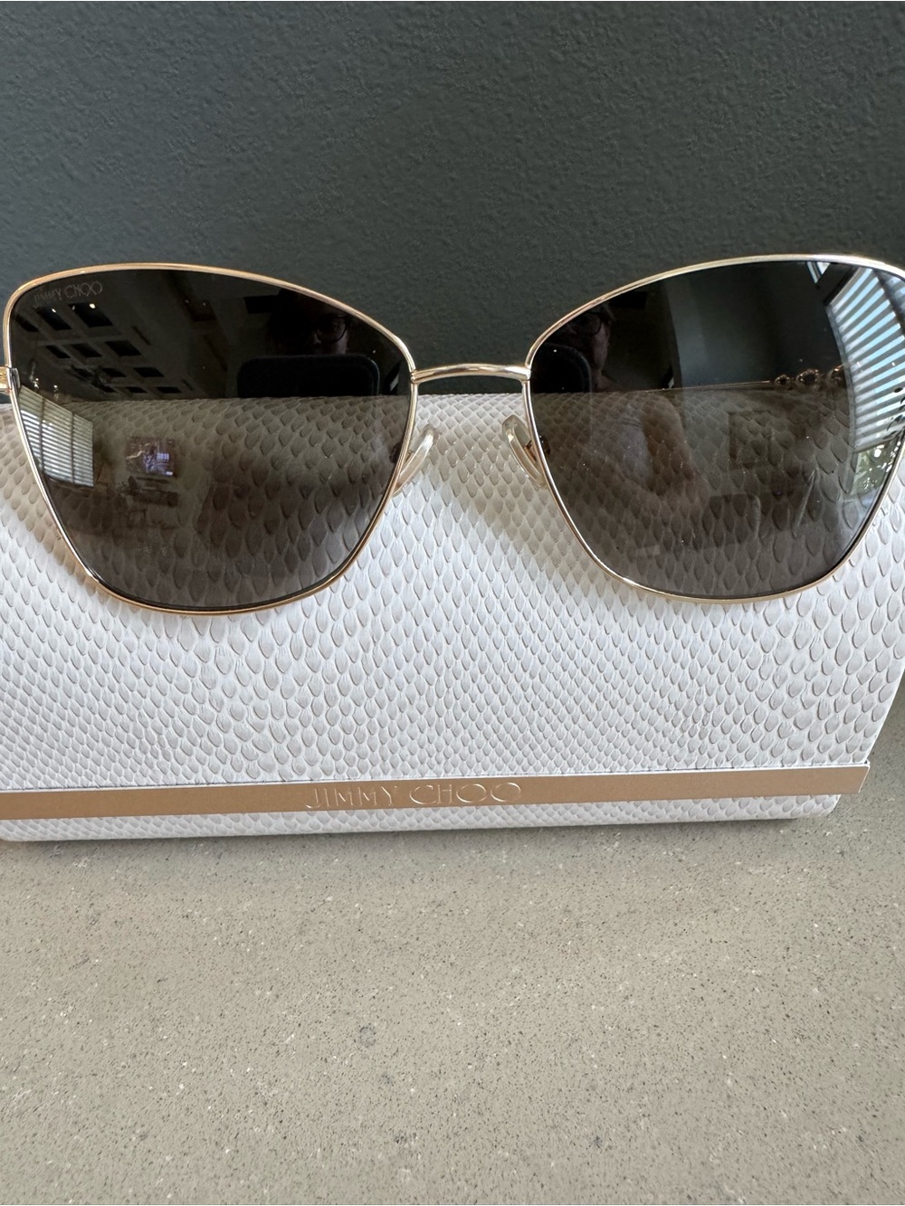 Jimmy Choo Gold Frame Sunglasses with Brown Gradient Lenses